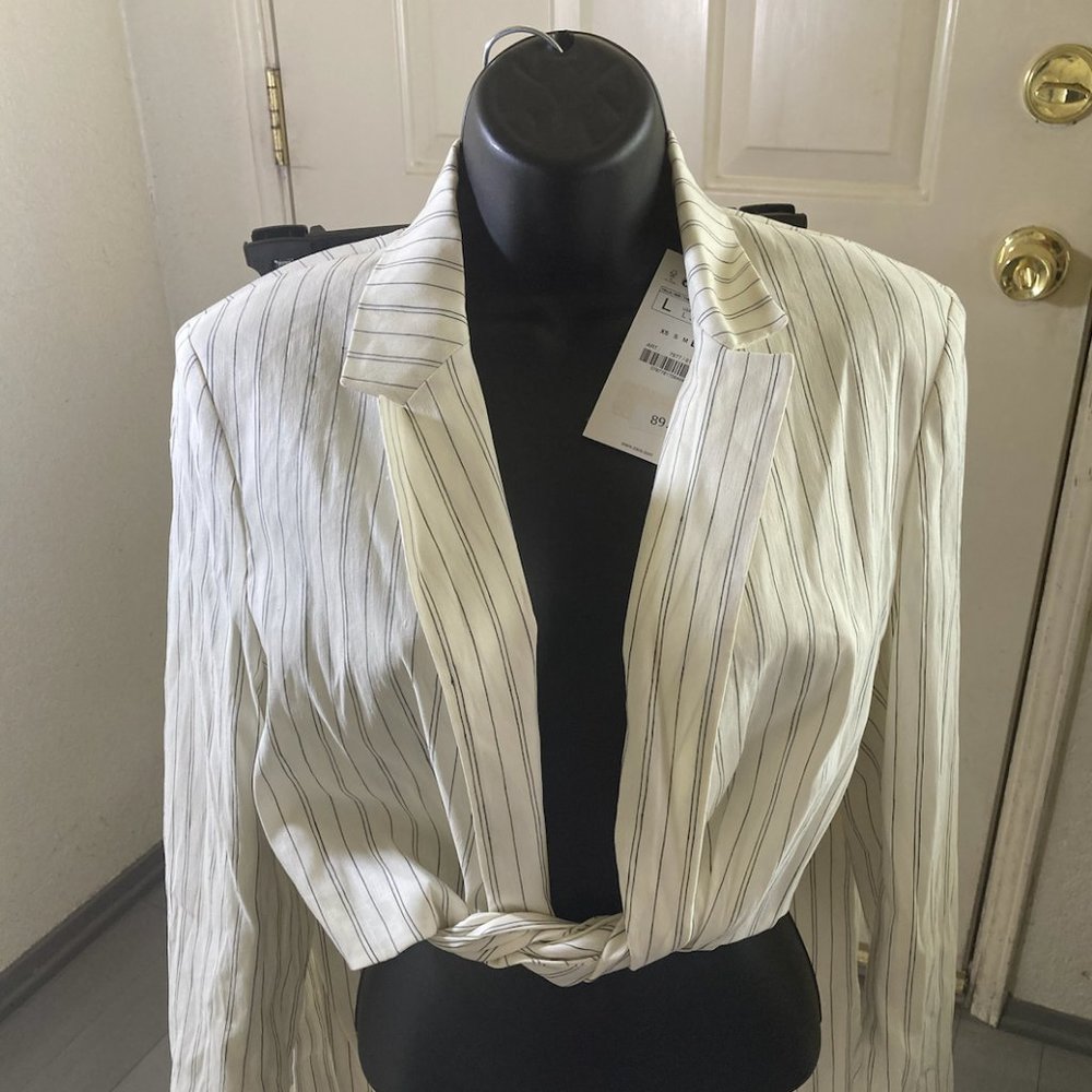 Zara, Two Piece Pin-Striped Jacket and Skirt Set